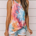 Margovil Tie Dye Twist Knot Front Sleeveless Top