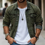 Men's Vintage Washed Single Breasted Lapel Jacket