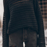 Margovil Crewneck Long Sleeves Hollow Out Boho Knitting Pullovers