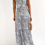 Elegant Loose Fashion Trend Print Lace Up Swing Dress