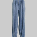 Loose Buttoned Solid Color Zipper Jean Pants Bottoms Knickerbockers Trousers
