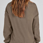 Women's Slit Mock Neck Oversized Sweatshirt