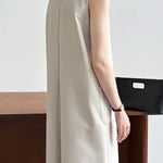 Loose Sleeveless Solid Color Round-Neck Midi Dresses