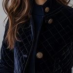 Chic Velvet Diamond-quilted Padded Short Jacket