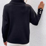 Casual Loose Solid Color High-Neck Long Sleeves Knitwear