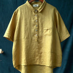 Ladies Casual Short Sleeve Shirt With Lapel Button Design