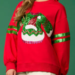 Christmas Sequined Crewneck Casual Sweatshirt