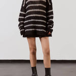 Time for Warmer Layers Fluffy Stripes Relaxed Knit Sweater