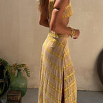 Eleanor Tie-dye Print Cutout Design Slit Stretch Dress