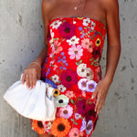 IMANI STRAPLESS FLORAL APPLIQUE MINI DRESS