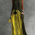 Loose Sleeveless Pockets Polka-Dot Printed Round-Neck Maxi Dresses