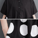 A-Line Loose Buttoned Pockets Polka Dot Printed Lapel Midi Dresses