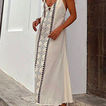 Sexy Print Frenulum Backless V Neck Dresses