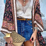 College Print Patchwork Cardigan Collar Outerwear