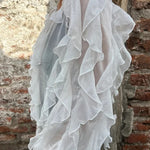 Solid Color Chiffon Ruffled V-neck Patchwork Top