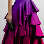 A-Line High Waisted Falbala Gradient Skirts Bottoms