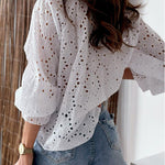 Lily Belle Floral Eyelet Lace Long Sleeve Blouse
