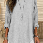 Women's Retro Striped Design Loose Long Sleeve Crew Neck Top