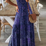 Celeste Boho Printed Strap Elastic Waist Maxi Dresses