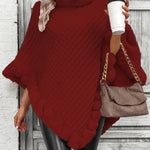 Elara ��� Faux Fur Trim Knit Poncho