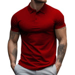 Men's Solid Slim Lapel Short Sleeve Casual Polo Shirt