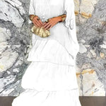 Solid Color Crew Neck Loose Tiered Maxi Dress