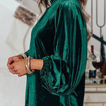 Make Your Entrance Velvet Smocked Neck Lose Sleeve Top