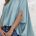 Dolman Sleeve Stand Collar Loose Casual Shirt