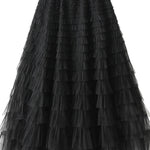 Regal Reverie Tiered Elastic Waist Tulle Maxi Skirt