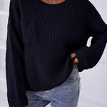 Pocket Oversized Knitted Pullover Sweater