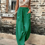Loose Plus Size Elasticity Pockets Solid Color Pants