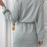 Gray Glitter Bow High Waist Sweatshirt Dress