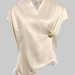 Cap Sleeve Loose Buttoned Solid Color V-Neck Vest Top