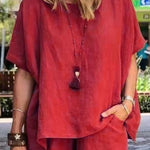 Fashion temperament loose short-sleeved shorts two-piece set
