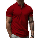 Men's Solid Slim Lapel Short Sleeve Casual Polo Shirt