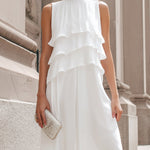 Sleeveless Layered High-Neck Maxi Dress