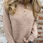 Solid Color Button Casual Loose Sweater