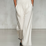 Women's Minimalist Linen Blend Halter Neck Blouse And Wide-leg Pants Set