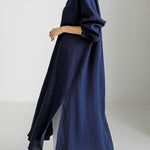 Simple Long Sleeves Split-Side Solid Color Lapel Midi Dresses Shirt Dress