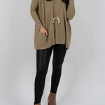Winter Melodies Knit Crew Neck Front Pockets Oversized Sweater