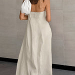 A-Line Loose Elasticity Pockets Solid Color Zipper Tube Maxi Dresses