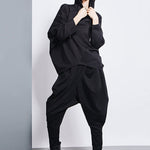 Casual Loose Split-Joint Solid Color High-Waisted Harem Pants