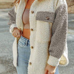 Two Pocket Color Block Single Breasted Long Sleeved Coats