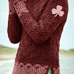 Women's Celtic Knotted Clover Creative Jacquard Turtleneck Sweater