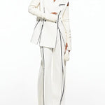 Loose Sleeveless Buttoned Contrast Color Shoulder Pad Zipper Notched Collar Vest Outerwear