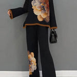 High Waisted Loose Flower Print Pants Trousers