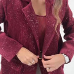 Women Collar Flash Jacket+ Pants Temperament Commuting Suit