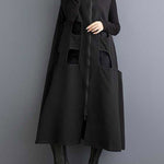 Loose Sleeveless Hollow Solid Color Zipper Lapel Midi Dresses