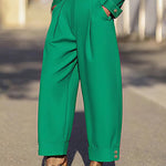High Waisted Wide Leg Pleated Split-Joint Pants Trousers