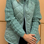 Women's Casual Solid Color Knitted Patchwork Zipped Jacket
